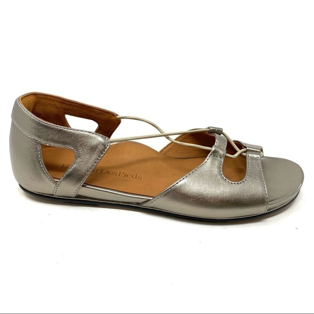 Women's Metallic Silver Strappy Flat Sandal
